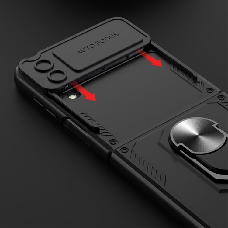 For Samsung Galaxy Z Flip4 GKK Carbon Brazing Pattern Shockproof Armor PC Phone Case with Ring Holder(Purple) by GKK