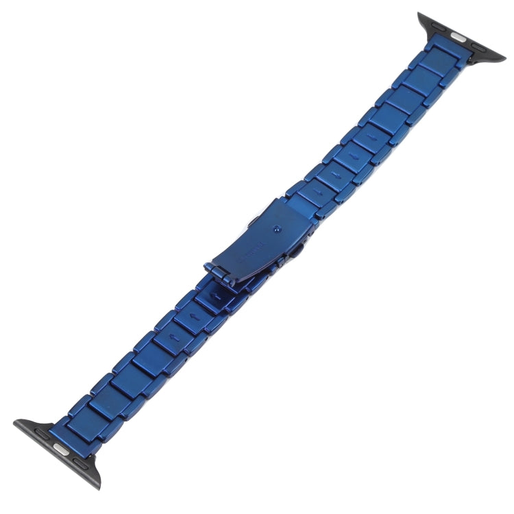 Three Beads Metal Watch Band For Apple Watch Ultra 49mm&Watch Ultra 2 49mm / Series 9&8&7 45mm / SE 3&SE 2&6&SE&5&4 44mm / 3&2&1 42mm(Blue) by bashfashion