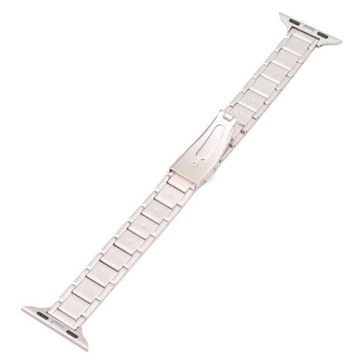 Three Beads Metal Watch Band For Apple Watch Ultra 49mm&Watch Ultra 2 49mm / Series 9&8&7 45mm / SE 3&SE 2&6&SE&5&4 44mm / 3&2&1 42mm(Starlight) by bashfashion