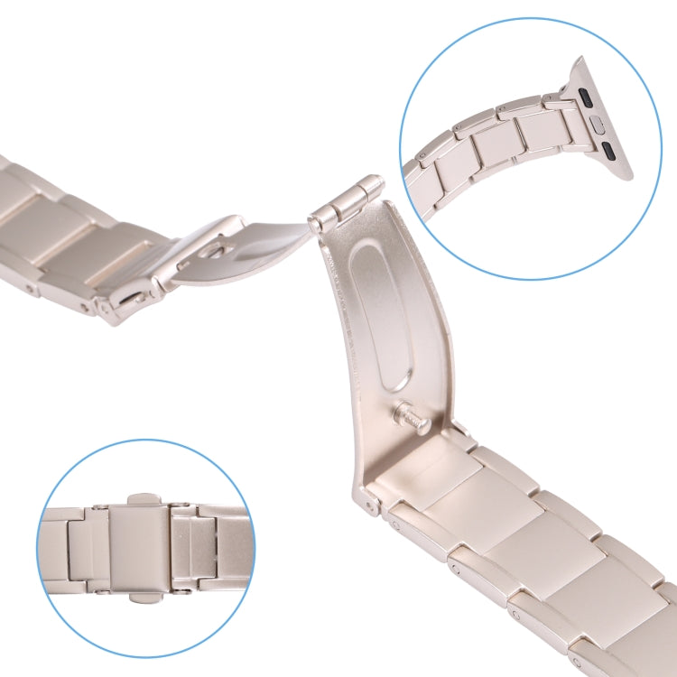 Three Beads Metal Watch Band For Apple Watch Ultra 49mm&Watch Ultra 2 49mm / Series 9&8&7 45mm / SE 3&SE 2&6&SE&5&4 44mm / 3&2&1 42mm(Starlight) by bashfashion