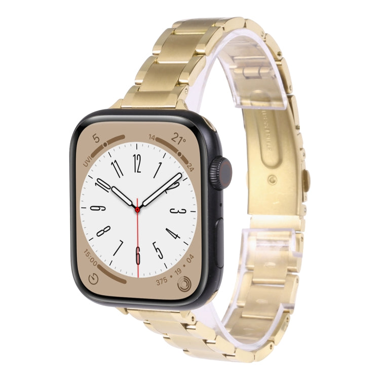 Three Beads Metal Watch Band For Apple Watch Ultra 49mm&Watch Ultra 2 49mm / Series 9&8&7 45mm / SE 3&SE 2&6&SE&5&4 44mm / 3&2&1 42mm(Gold) by bashfashion