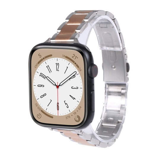 Three Beads Metal Watch Band For Apple Watch Ultra 49mm&Watch Ultra 2 49mm / Series 9&8&7 45mm / SE 3&SE 2&6&SE&5&4 44mm / 3&2&1 42mm(Silver and Rose Gold) by bashfashion