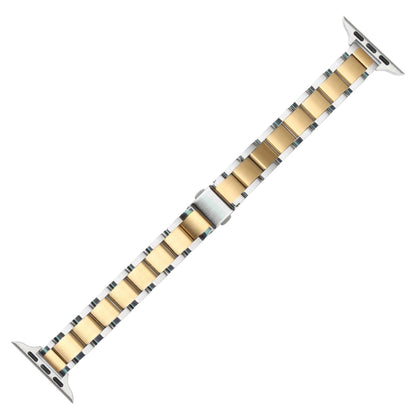 Three Beads Metal Watch Band For Apple Watch Ultra 49mm&Watch Ultra 2 49mm / Series 9&8&7 45mm / SE 3&SE 2&6&SE&5&4 44mm / 3&2&1 42mm(Silver and Gold) by bashfashion