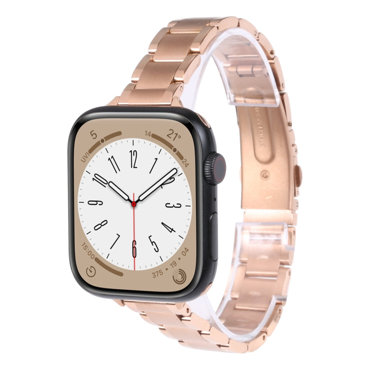 Three Beads Metal Watch Band For Apple Watch Ultra 49mm&Watch Ultra 2 49mm / Series 9&8&7 45mm / SE 3&SE 2&6&SE&5&4 44mm / 3&2&1 42mm(Rose Gold) by bashfashion