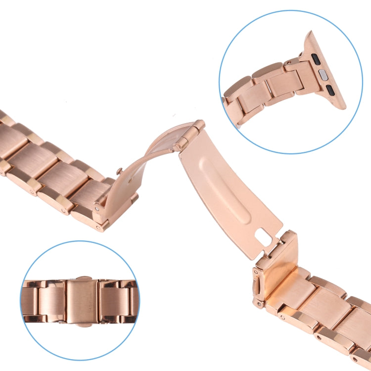 Three Beads Metal Watch Band For Apple Watch Ultra 49mm&Watch Ultra 2 49mm / Series 9&8&7 45mm / SE 3&SE 2&6&SE&5&4 44mm / 3&2&1 42mm(Rose Gold) by bashfashion