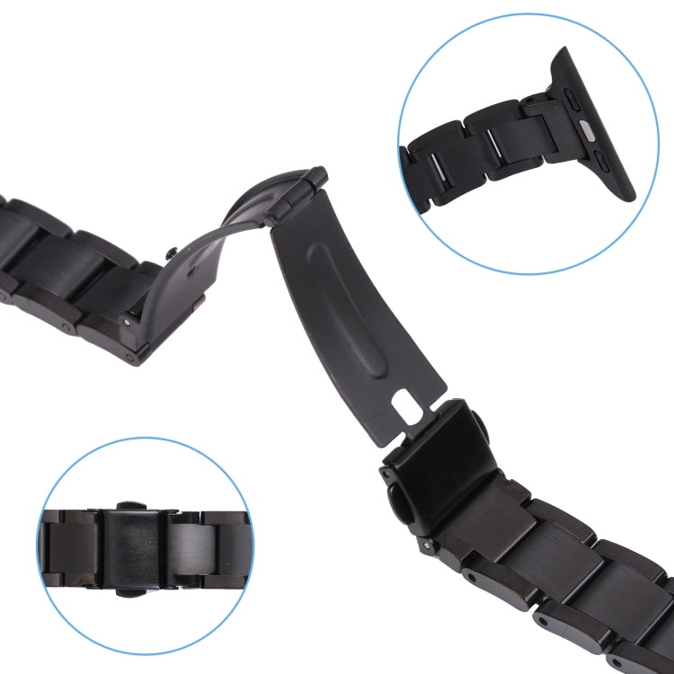 Three Beads Metal Watch Band For Apple Watch Ultra 49mm&Watch Ultra 2 49mm / Series 9&8&7 45mm / SE 3&SE 2&6&SE&5&4 44mm / 3&2&1 42mm(Black) by bashfashion