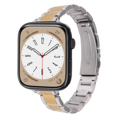 Three Beads Metal Watch Band For Apple Watch Series 9&8&7 41mm / SE 3&SE 2&6&SE&5&4 40mm / 3&2&1 38mm(Silver and Gold) by bashfashion