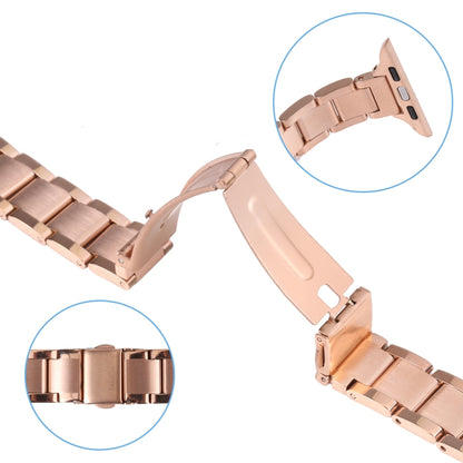 Three Beads Metal Watch Band For Apple Watch Series 9&8&7 41mm / SE 3&SE 2&6&SE&5&4 40mm / 3&2&1 38mm(Rose Gold) by bashfashion