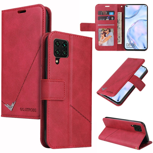 For Huawei P40 Lite GQUTROBE Right Angle Leather Phone Case(Red) by GQUTROBE
