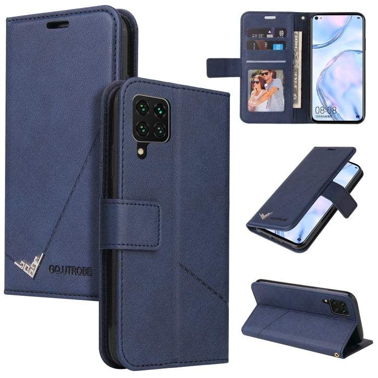 For Huawei P40 Lite GQUTROBE Right Angle Leather Phone Case(Blue) by GQUTROBE