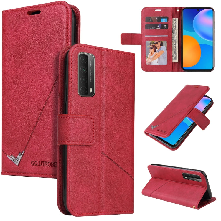 Huawei P smart 2021 GQUTROBE Right Angle Leather Phone Case(Red) by GQUTROBE