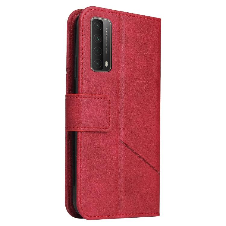Huawei P smart 2021 GQUTROBE Right Angle Leather Phone Case(Red) by GQUTROBE
