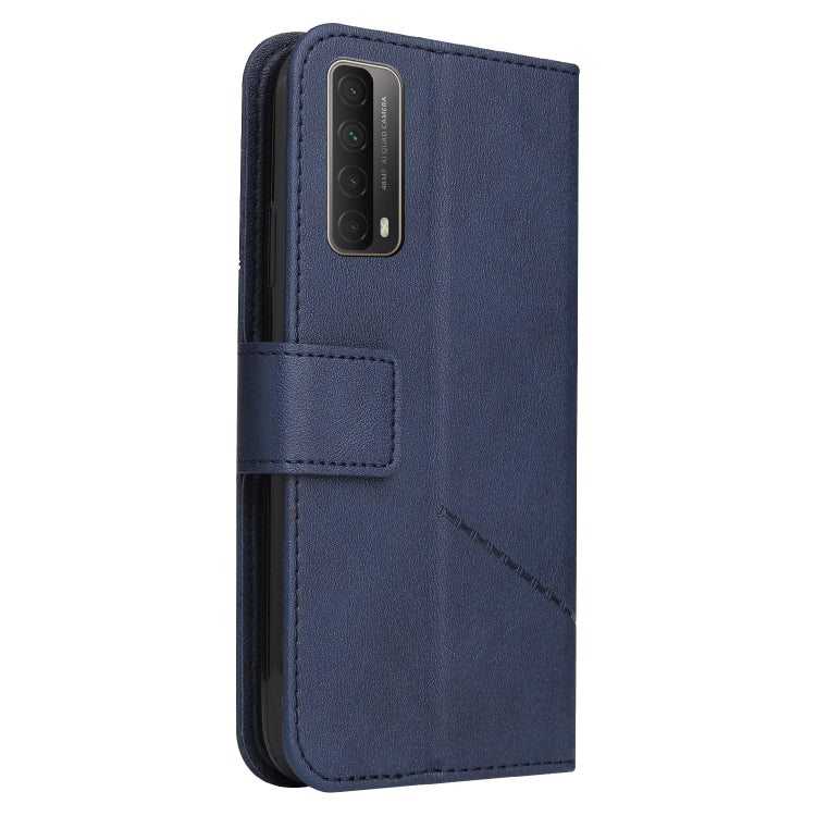 Huawei P smart 2021 GQUTROBE Right Angle Leather Phone Case(Blue) by GQUTROBE