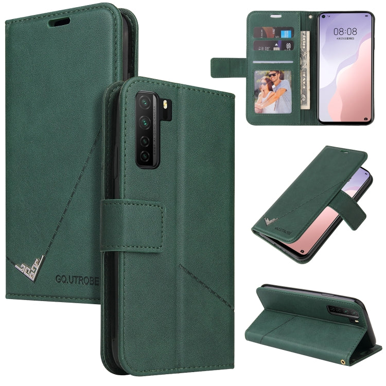 For Huawei nova 7 SE GQUTROBE Right Angle Leather Phone Case(Green) by GQUTROBE
