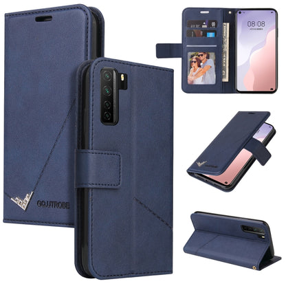 For Huawei nova 7 SE GQUTROBE Right Angle Leather Phone Case(Blue) by GQUTROBE