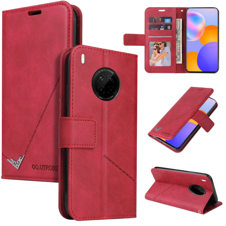 For Huawei Mate 40 Lite GQUTROBE Right Angle Leather Phone Case(Red) by GQUTROBE