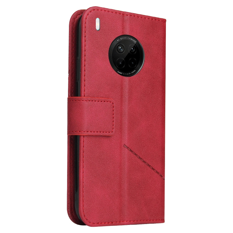 For Huawei Mate 40 Lite GQUTROBE Right Angle Leather Phone Case(Red) by GQUTROBE