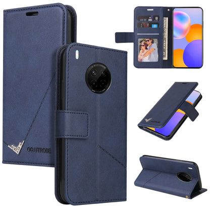 For Huawei Mate 40 Lite GQUTROBE Right Angle Leather Phone Case(Blue) by GQUTROBE