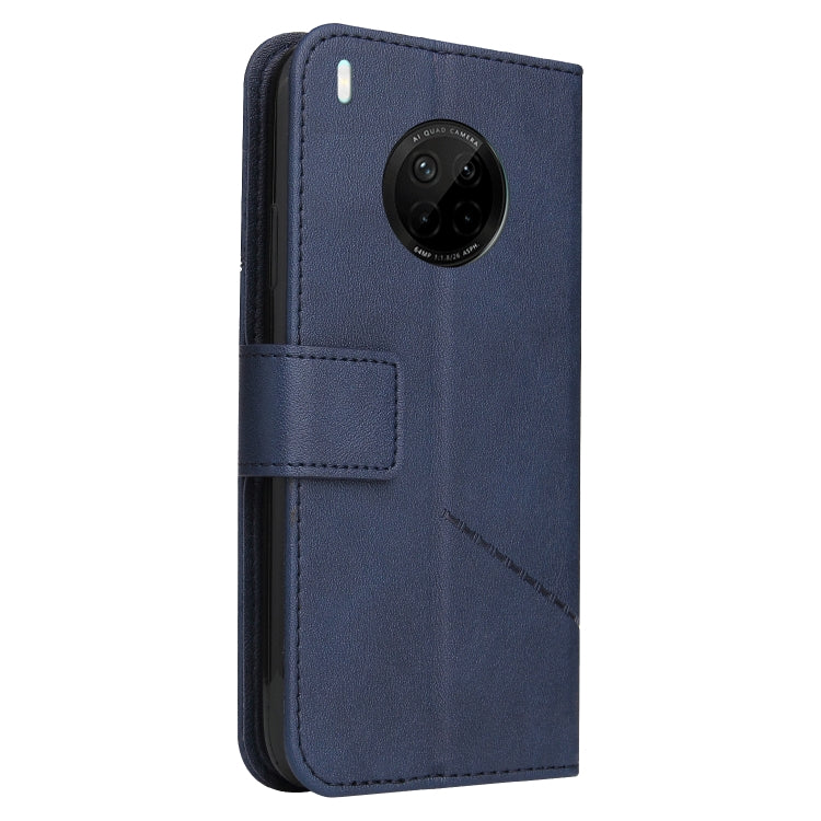 For Huawei Mate 40 Lite GQUTROBE Right Angle Leather Phone Case(Blue) by GQUTROBE
