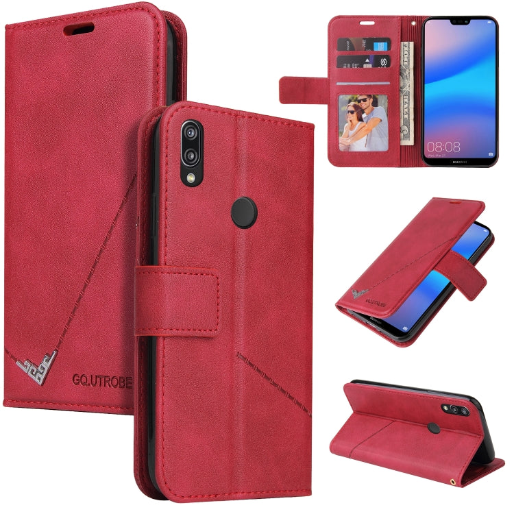 For Huawei P20 Lite GQUTROBE Right Angle Leather Phone Case(Red) by GQUTROBE