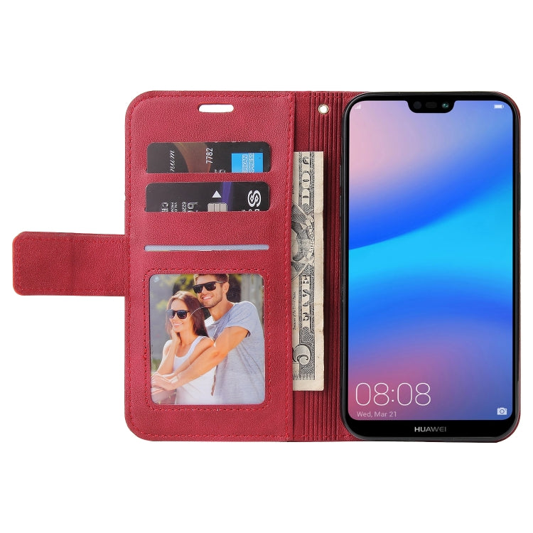 For Huawei P20 Lite GQUTROBE Right Angle Leather Phone Case(Red) by GQUTROBE