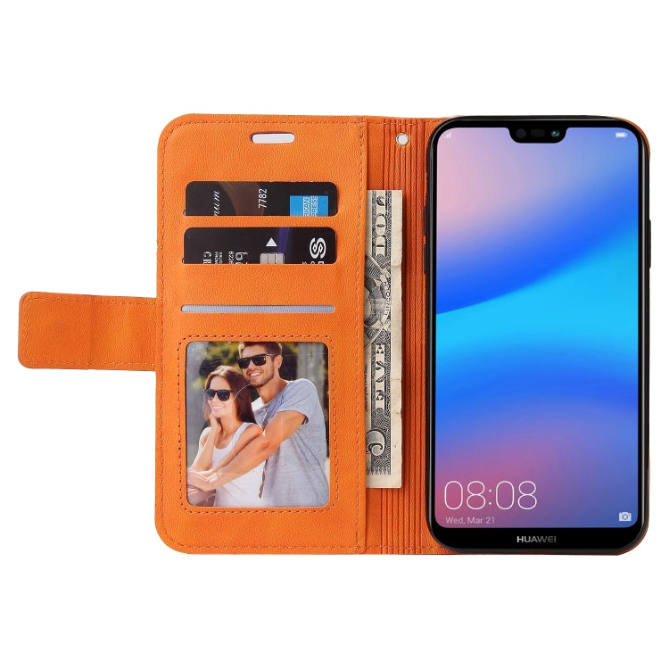 For Huawei P20 Lite GQUTROBE Right Angle Leather Phone Case(Orange) by GQUTROBE