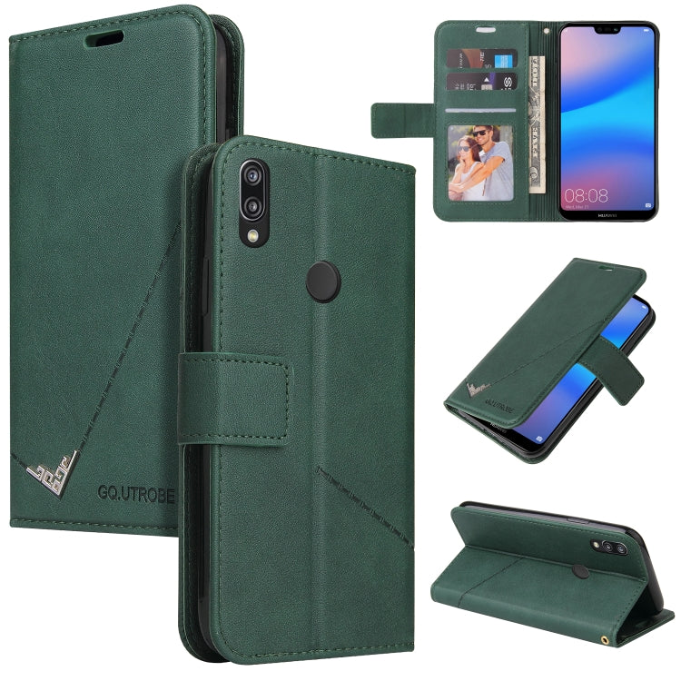 For Huawei P20 Lite GQUTROBE Right Angle Leather Phone Case(Green) by GQUTROBE