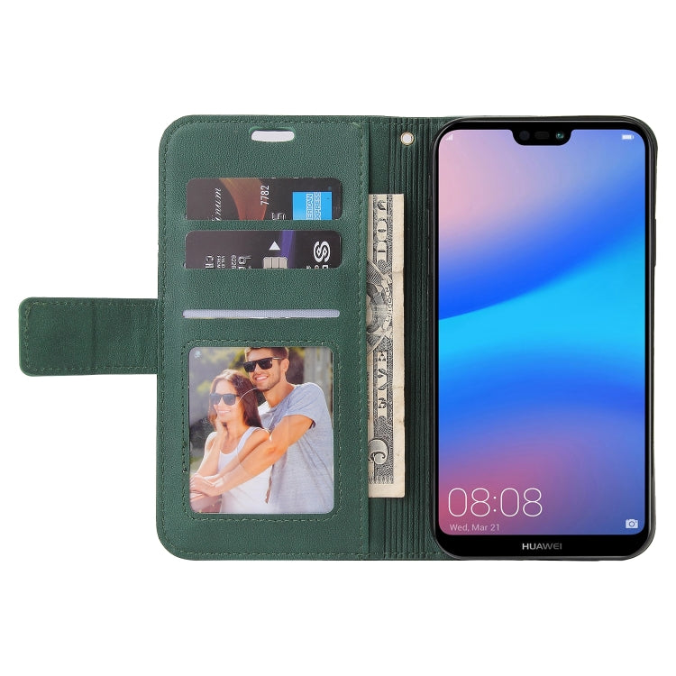 For Huawei P20 Lite GQUTROBE Right Angle Leather Phone Case(Green) by GQUTROBE