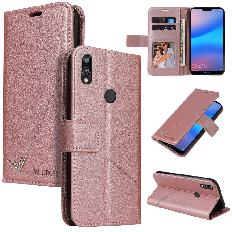 For Huawei P20 Lite GQUTROBE Right Angle Leather Phone Case(Rose Gold) by GQUTROBE