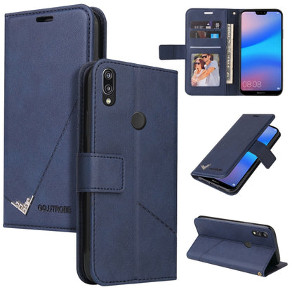 For Huawei P20 Lite GQUTROBE Right Angle Leather Phone Case(Blue) by GQUTROBE