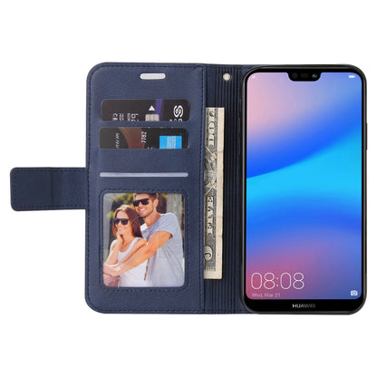For Huawei P20 Lite GQUTROBE Right Angle Leather Phone Case(Blue) by GQUTROBE
