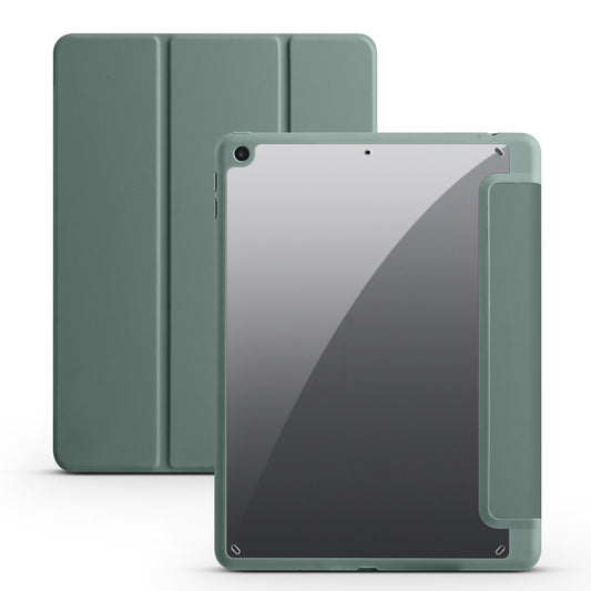 Acrylic 3-folding Smart Leather Tablet Case For iPad 9.7 2018/2017(Dark Green) by bashfashion