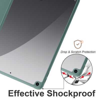 For iPad 10.2 2021/2020/2019 Acrylic 3-folding Smart Leather Tablet Case(Dark Green) by bashfashion