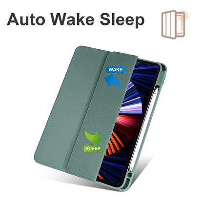 Acrylic 3-folding Smart Leather Tablet Case For iPad Air 2022/2020/Pro 11 2021/2020/2018(Dark Green) by bashfashion