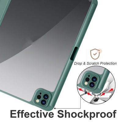 Acrylic 3-folding Smart Leather Tablet Case For iPad Air 2022/2020/Pro 11 2021/2020/2018(Dark Green) by bashfashion