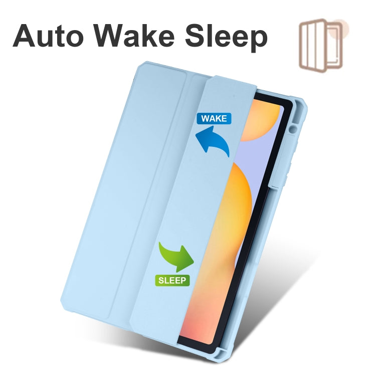 For Samsung Galaxy Tab S6 Lite 2020/2022 Acrylic 3-folding Smart Leather Tablet Case(Sky Blue) by bashfashion