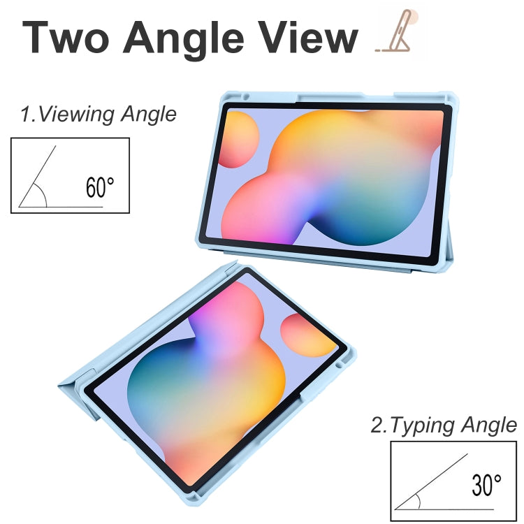 For Samsung Galaxy Tab S6 Lite 2020/2022 Acrylic 3-folding Smart Leather Tablet Case(Sky Blue) by bashfashion