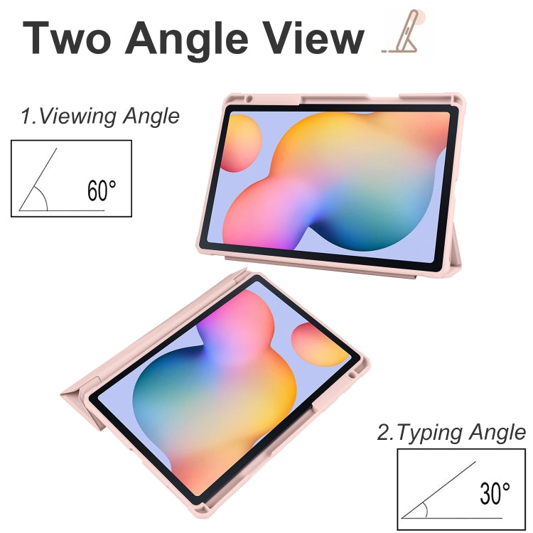 For Samsung Galaxy Tab S6 Lite 2020/2022 Acrylic 3-folding Smart Leather Tablet Case(Pink) by bashfashion