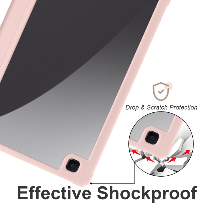 For Samsung Galaxy Tab S6 Lite 2020/2022 Acrylic 3-folding Smart Leather Tablet Case(Pink) by bashfashion