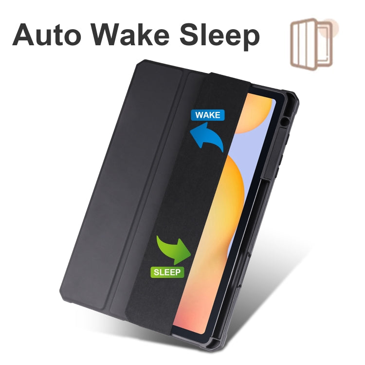 For Samsung Galaxy Tab S6 Lite 2020/2022 Acrylic 3-folding Smart Leather Tablet Case(Black) by bashfashion