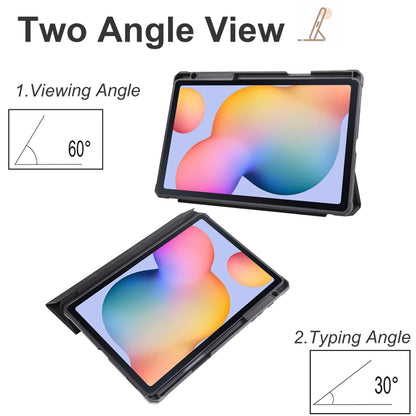 For Samsung Galaxy Tab S6 Lite 2020/2022 Acrylic 3-folding Smart Leather Tablet Case(Black) by bashfashion