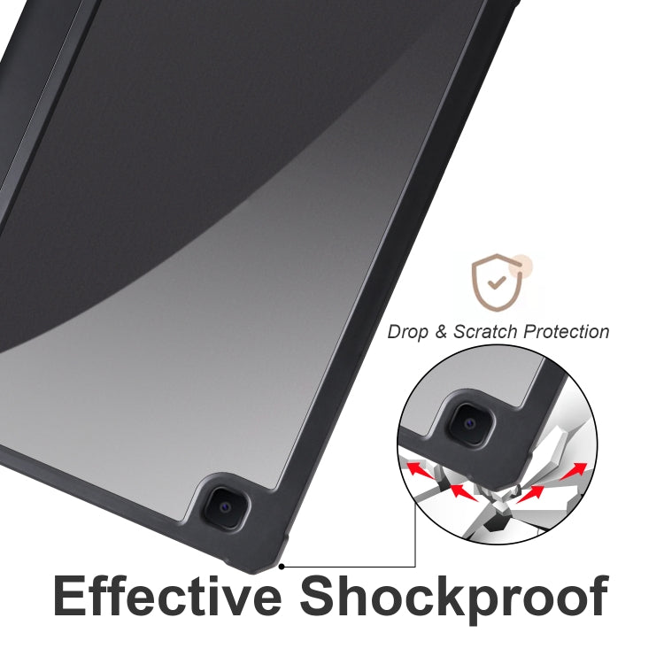 For Samsung Galaxy Tab S6 Lite 2020/2022 Acrylic 3-folding Smart Leather Tablet Case(Black) by bashfashion