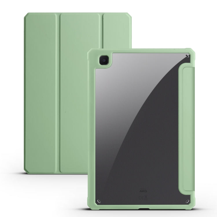 For Samsung Galaxy Tab S6 Lite 2020/2022 Acrylic 3-folding Smart Leather Tablet Case(Green) by bashfashion