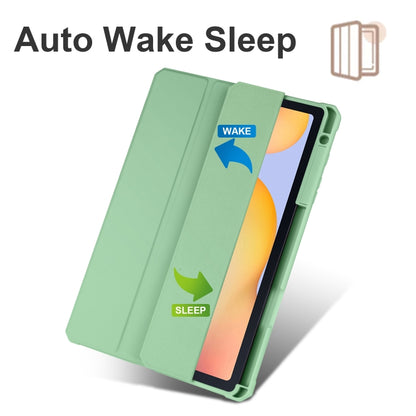 For Samsung Galaxy Tab S6 Lite 2020/2022 Acrylic 3-folding Smart Leather Tablet Case(Green) by bashfashion