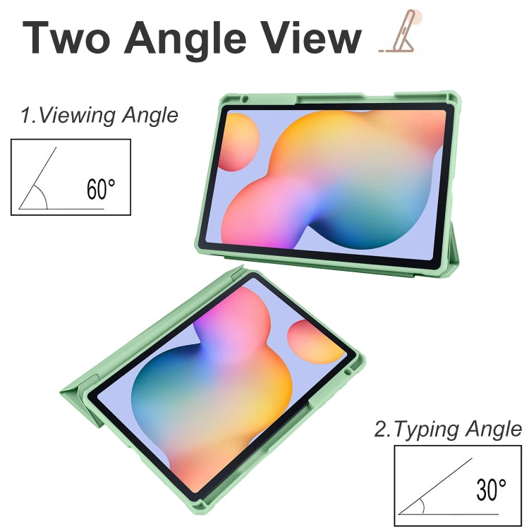 For Samsung Galaxy Tab S6 Lite 2020/2022 Acrylic 3-folding Smart Leather Tablet Case(Green) by bashfashion