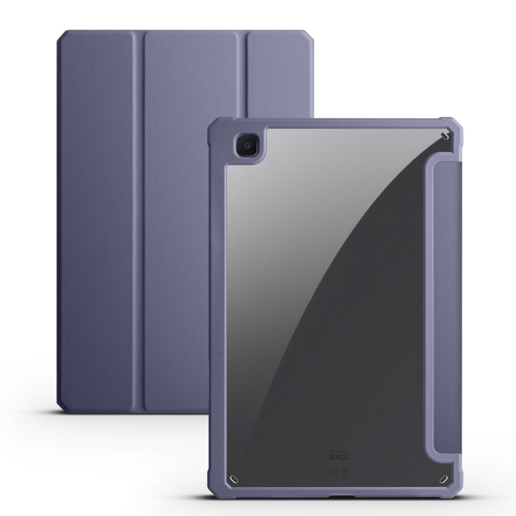 For Samsung Galaxy Tab S6 Lite 2020/2022 Acrylic 3-folding Smart Leather Tablet Case (Purple) by bashfashion