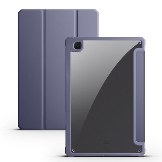 For Samsung Galaxy Tab S6 Lite 2020/2022 Acrylic 3-folding Smart Leather Tablet Case (Purple) by bashfashion
