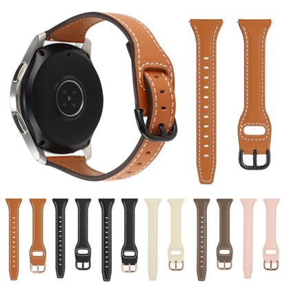 For Samsung Galaxy Watch5 Pro / Watch4 Classic 20mm Reverse Buckle Genuine Leather Watch Band(Pink) by bashfashion