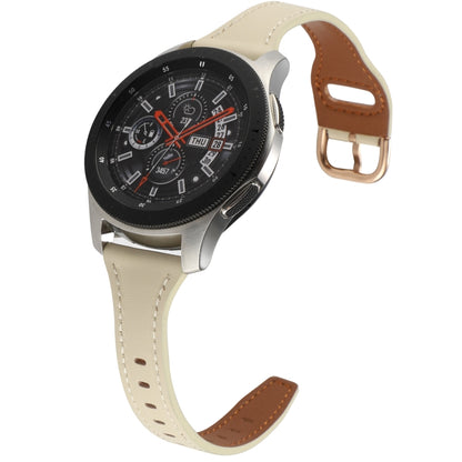 For Samsung Galaxy Watch3 / Huawei Watch GT3 Pro 22mm Reverse Buckle Genuine Leather Watch Band(Beige) by bashfashion