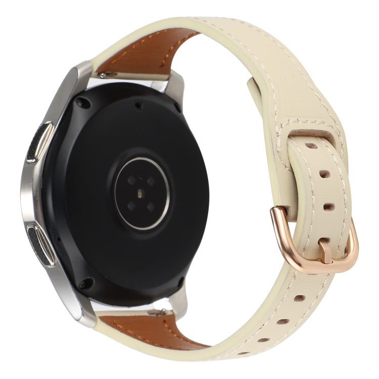 For Samsung Galaxy Watch3 / Huawei Watch GT3 Pro 22mm Reverse Buckle Genuine Leather Watch Band(Beige) by bashfashion
